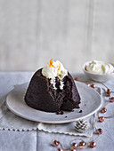 Chocolate and marmalade steamed pudding with marmalade cream