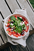 Wassermelonensalat mit Feta und Oliven
