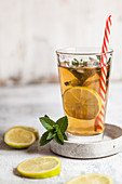 Iced tea with mint and lime
