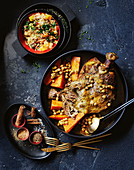 Slow-roasted lamb shoulder with orange and date couscous