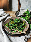 Stir-fried native greens (Asia)