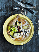 Chinese duck broth with rice noodles