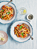 Penne with tomato sauce and pecorino