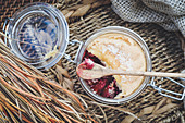 Apricot cake in a jar