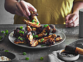 Chicken wings with an oriental barbecue sauce