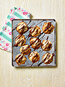 Coconut macaroons with chocolate glaze