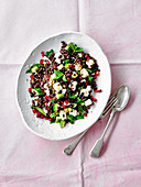 Lentil and pomegranate salad with feta