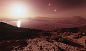 Gliese 667 triple-star system, illustration