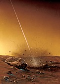 Mars Polar Lander crashing on Martian surface, illustration