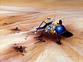Mars Polar Lander on surface of Mars, illustration
