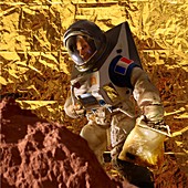 Astronaut on Mars, illustration