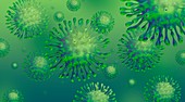 Coronavirus particles, illustration