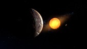 Kepler-1649c orbiting its star, illustration