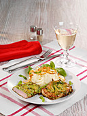 Courgette veal escalope with mashed potatoes