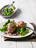 Pork loin with Brussels sprouts