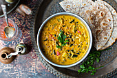 Lentil curry with chapati