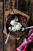 Chocolate casserole with icecream