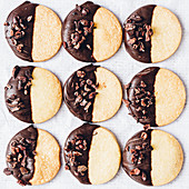 Shortbread cookies dipped in chocolate