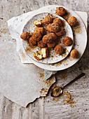 Ricotta fritters with coffee sugar
