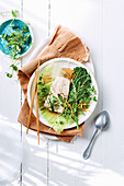 Steamed fish with ginger five spice broth