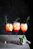 Aperol Spritz with olives