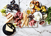 Charcuterie, cheese, and fruits as appetizers