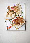 Black bean and prawn quesadillas