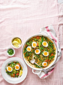 Spicy 'vedgeree' with boiled eggs