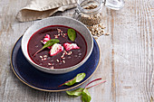 Beetroot soup with mozzarella