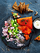 Salmon gravlax platter