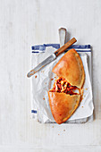 Parma ham and mozzarella calzone