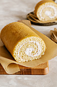 Vanilla roll cake with cream cheese