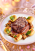 Fillet of beef with gnocchi and chanterelles