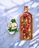 Mozzarella with cherry tomatoes and basil