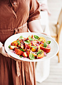 Peach and mint salad