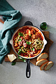 Zoodles and meatballs with spicy fennel tomato sauce