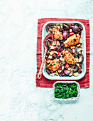 All-in-one chicken with wilted spinach