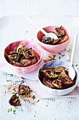 Vegan rich chocolate and ginger mousse with semi-dried figs