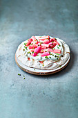 Rhubarb and ginger Pavlova