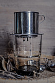 Brewing Vietnamese egg coffee (Ca Phe Trung)