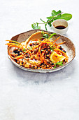 Moroccan carrot salad with spicy harissa chickpeas