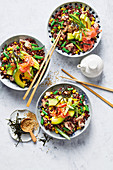 Super-quick sushi fried-rice with avocado and tuna