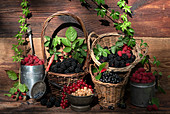 Still life with blackberries, currants, blueberries and raspberries