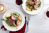 Lamb rack with couscous and beans