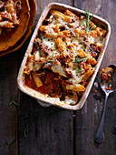 Sausage, mushroom and pasta bake