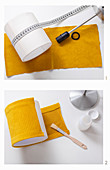 Instructions for making yellow corduroy lampshade