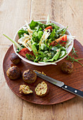 Fennel salad with minced meat and curry balls