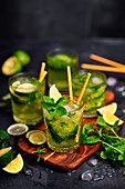 Mojito with mint lime and sparkling water