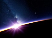 Sunrise from space, illustration