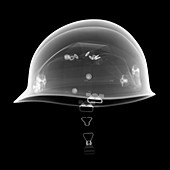 Army helmet, X-ray